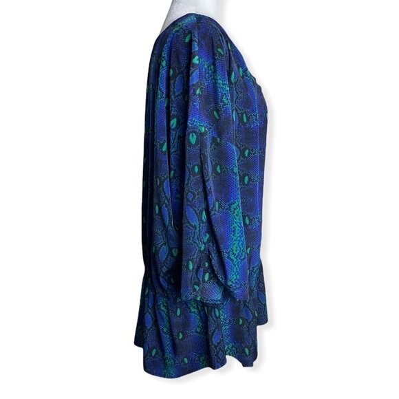 Liz Claiborne Snakeskin Print Lightweight Blue Green Blouse Womens PLUS Size 2X - Picture 5 of 8
